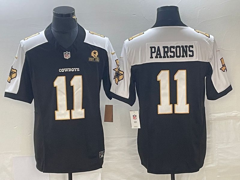 Men Dallas Cowboys #11 Parsons Black Gold Thanksgiving Nike Limited Vapor Untouchable NFL Jersey